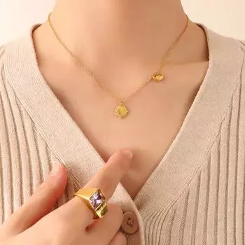 Французский новый стиль хип-хоп мода портрет геометрическое ожерелье, титановая сталь покрытая 18-каратным золотом ключичная цепочка ювелирные изделия