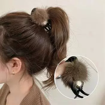 Французский плюшевый шарик для волос для женщин, новый роскошный держатель для хвоста, заколки для волос, мягкие заколки в форме краба, аксессуары для волос
