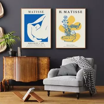 Французский постер с цветами Матисса, HD печать, настенная картина, винтажное абстрактное украшение для дома, холст, живопись для гостиной, спальни 21x30cm No Framed белый