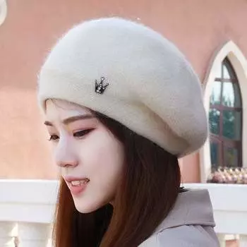 Французский ретро-берет женская шерстяная шляпа Bud осень-зима корейская версия стилизованный дизайн витрина лицо маленькая шляпа художника Burgundy Crown