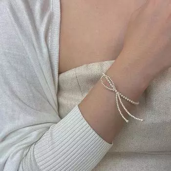 Французский ретро браслет-бантик из циркония и жемчуга для женщин, нишевый дизайн, индивидуальность, простота и универсальность, темперамент, модные украшения