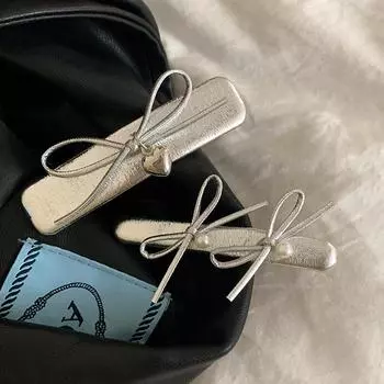 Французский ретро кожаный бант жемчужная заколка для волос любовь ниша челка клип аксессуары для волос головной убор край клипса