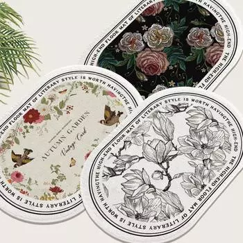 Французский ретро овальный диатомитовый грязевой обивочный коврик для туалета, впитывающий коврик для ванной комнаты, нескользящий коврик для ног, быстросохнущий коврик для двери 40*60cm