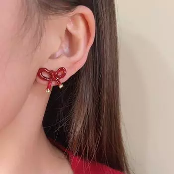 Французский ретро простой темперамент красные масляные серьги-капли в виде банта женская мода милые сладкие ювелирные изделия аксессуары подарки как
