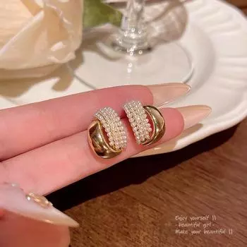 Французский ретро-стиль, легкие, роскошные, универсальные, передовые геометрические серьги для женщин 1 pair