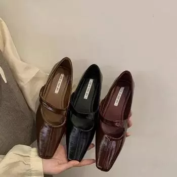 Французский ретро темперамент легкие тонкие туфли женские феи высокие чувства низкий каблук Мэри Джейн маленькие кожаные туфли 35 красный