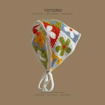 Французский ретро вязаный треугольный шарф ручной работы для путешествий милый и милый вязаный крючком платок для женщин повязка на голову прилив треугольник фото Adjustable (suitable for adults and children)