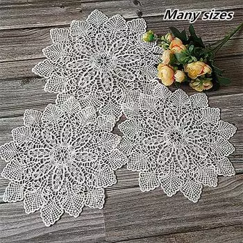 Французский романтический белый цветок вышитая подставка под тарелку ваза тарелка миска коврик для стола спальня кабинет гостиная кухня украшение Round 20cm