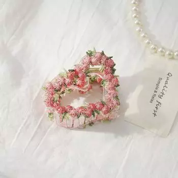 Французский романтический стиль Персиково-розовый Маленькая цветочная заколка для волос для женщин Новая маленькая свежесть Заколка-клипса Акула Аксессуар для волос Клипса