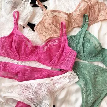 Французский сексуальный женский комплект нижнего белья, ультратонкий кружевной бюстгальтер с вышивкой, летний комфортный дышащий бюстгальтер и комплекты нижнего белья с Т-образной спинкой S чёрный