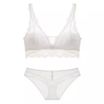 Французский стиль Бесшовный кружевной комплект нижнего белья Брюки Женский Сексуальный Чистый Желание Пуш-ап Бюстгальтер Удобные Приятные к коже Треугольные трусики S70ABC белый
