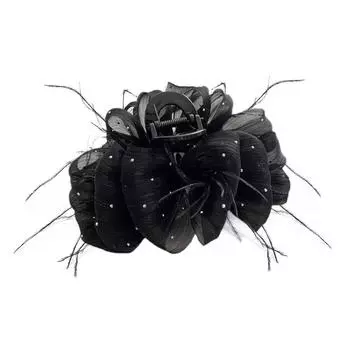 Французский стиль Большая сетка Бабочка Заколка Пушистые волосы Головной убор Объем Художественный компьютер Волосы сзади S4S2 Black-11cm