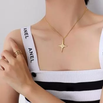 Французский стиль чокер манго блестящий циркон кулон универсальное ожерелье покрытый 18 настоящим золотом титан сталь ожерелье ювелирные изделия P015