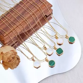 Французский стиль геометрические белые морские ракушки акриловые ромбы квадратные круглые ожерелья ключицы цепи ювелирные изделия P423-5