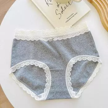 Французский стиль Красота кружева цветной пряжи детские трусы женское нижнее белье все хлопок расширенный шаговый шов антибактериальные трусики L