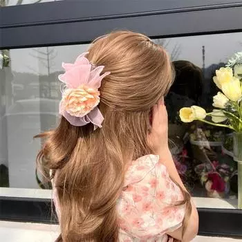 Французский стиль, лента для волос с бантом, декор в виде цветка пиона, заколка для волос, большая заколка для волос для душа, заколка для волос на затылке, аксессуар для волос синий