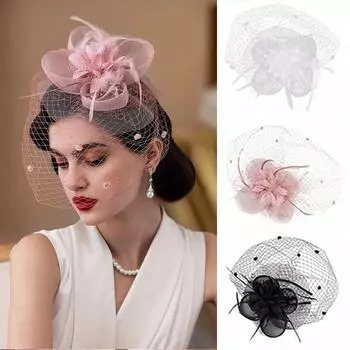 Французский стиль невесты фата повязка на голову свадебная сетчатая фата повязка на лицо изысканный свадебный ободок головной убор бежевый