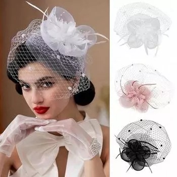 Французский стиль невесты фата повязка на голову свадебная сетчатая фата повязка на голову свадебная повязка на голову аксессуары для волос бежевый