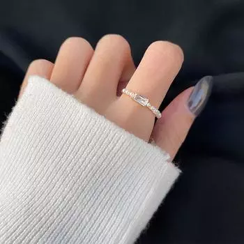 Французский свет Роскошный открытый указательный палец кольцо Мода личность темперамент супер вспышка квадратный бриллиант жемчуг кольцо для женщин Adjustable Opening