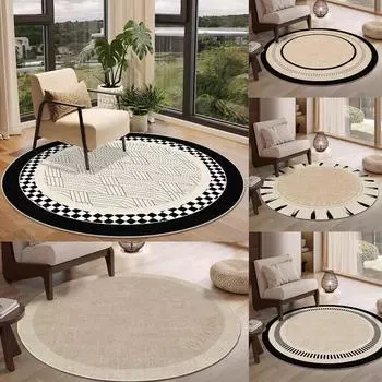 Французский светлый роскошный круглый хрустальный бархатный ковер для спальни, одеяло, устойчивое к грязи, утолщенное впитывающее напольное покрытие для гостиной 60X60CM