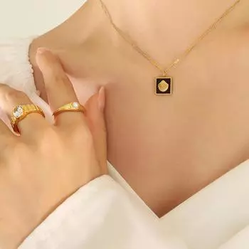 Французский темперамент инкрустированное акриловое рельефное ожерелье с подвеской в виде ракушки персонализированные модные серьги комплект ювелирных изделий из титановой стали