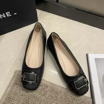 Французский темперамент квадратная голова толстый каблук туфли сказочный стиль 2024 новые осенние туфли бабушки неглубокий носок Мэри Джейн одинарные туфли женские 35 чёрный