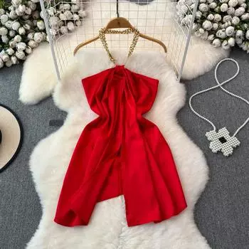 Французский темперамент, милая и нежная рубашка без рукавов, женская необычная и уникальная летняя рубашка, свисающий воротник, топ без бретелек One Size чёрный