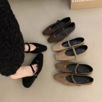 Французский темперамент одиночные туфли женские осенние туфли на низком каблуке Word With Design Sense для поездок на работу в стиле ретро с квадратной головкой Mary Jane 35