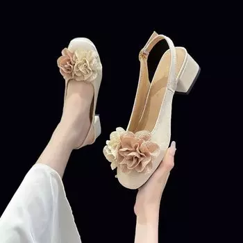 Французский толстый каблук, фея, туфли на среднем и высоком каблуке, новые китайские туфли 2025 года, новые весенние нежные вечерние туфли в стиле ретро 35