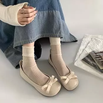 Французский универсальный бант с юбкой, мягкая подошва, шапочки, женская верхняя одежда, летняя мода, новые неглубокие туфли на плоской подошве 35 чёрный