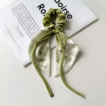 Французский Высококачественный Бант Длинный Ленточный Шарф Резинки для Волос Мода Цветочный Принт Веревка для Головы Женские Эластичные Резинки для Волос