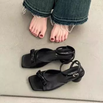 Французский вечерний бриз односложные туфли на высоком каблуке серебристые босоножки женские летние туфли на высоком каблуке классные тапочки с юбкой сказочные туфли 35 чёрный