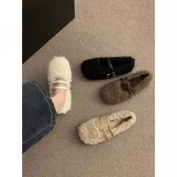 Французский вечерний ветер ремень с крестообразной пряжкой туфли Мэри Джейн из хлопка женские 2025 новая одежда удобная и универсальная обувь Мао Мао 35 чёрный