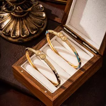 Французский винтажный эмалевый браслет, изящные позолоченные украшения для невест, романтический дизайн с цветными каплями