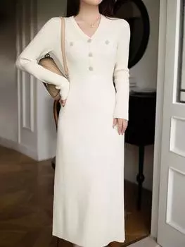 Французское элегантное цветочное трикотажное цельное платье для женщин, однотонное, новый модный дизайн, облегающие платья для вечеринок, шикарная лоскутная винтажная одежда, осень-зима S чёрный