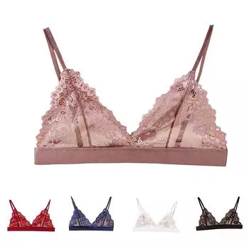 Французское кружевное белье без бретелек женское сексуальное без стального кольца или губки тонкое белье L розовый