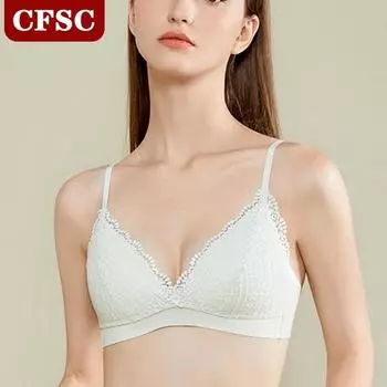 Французское кружевное нижнее белье с треугольными чашками для девочек без стального кольца, летний тонкий бюстгальтер, собранный бюстгальтер с фиксированной чашкой S чёрный