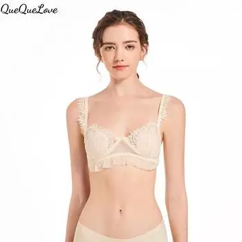 Французское кружевное сетчатое нижнее белье без косточек бюстгальтер бретели простой повседневный S белый