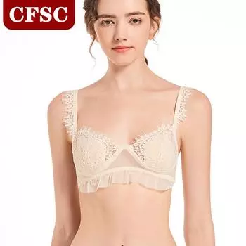 Французское кружевное сетчатое нижнее белье Jet Mao, неэластичный бюстгальтер с двойными бретелями, простой повседневный S белый