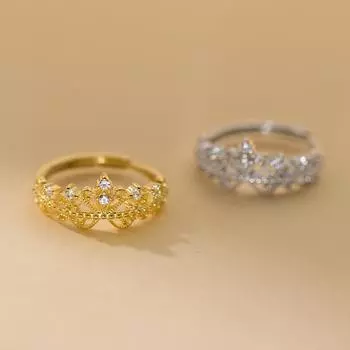 Французское легкое роскошное высококачественное маленькое сломанное бриллиантовое кольцо-корона, женское полое универсальное яркое кольцо из камня Opening adjustable