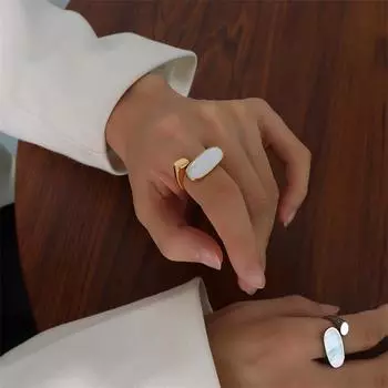 Французское модное металлическое кольцо с овальной ракушкой