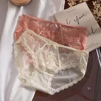 Французское нижнее белье Fairy для женщин и девушек, японское сетчатое нижнее белье, женские трусы-трусы с утягивающим эффектом, средняя талия, дышащие трусики из чистого хлопка M