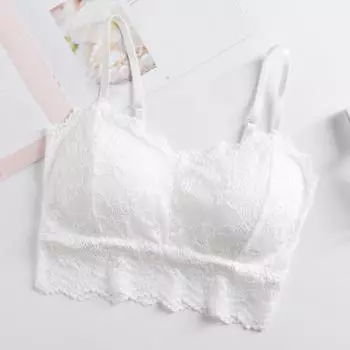 Французское нижнее белье, кружевной бюстгальтер, топ на бретелях, сексуальный бюстгальтер, топ на бретелях, бюстгальтер на груди с подтяжками и подкладкой для бюстгальтера, антибликовое нижнее белье для женщин one size белый