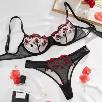Французское нижнее белье Женский сексуальный бюстгальтер с вышивкой тушью и бабочками из кружева Тонкий хлопковый бюстгальтер с большой грудью Маленький бюстгальтер S