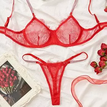 Французское новое чистое желание прозрачное сетчатое кружевное нижнее белье женский тонкий бюстгальтер комплект горячее украшенное бриллиантами эротическое нижнее белье S