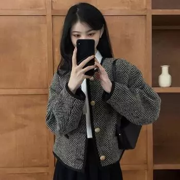 Французское пальто женское 2024 зима новая ниша ретро универсальный короткий топ куртка модная одежда S