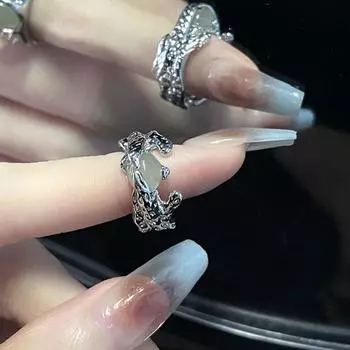 Французское плиссированное винтажное ювелирное изделие, индивидуальное регулируемое кольцо на палец, зеленое открытое кольцо, подарок девушке 01