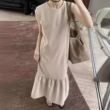 Французское простое бумажное платье, мужское сплошное цветное длинное платье с рыбьим хвостом без рукавов, женское S