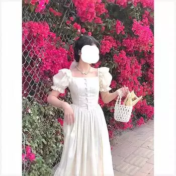 Французское ретро-дизайнерское нишевое платье, длинное платье принцессы ветра XS абрикосовый