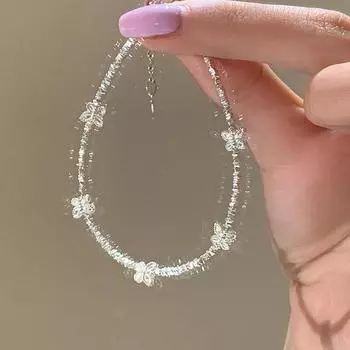 Французское ретро металлическое серебряное ожерелье с бабочкой, женское, нишевое, индивидуальное, простое, универсальное, темпераментное, модное ювелирное изделие